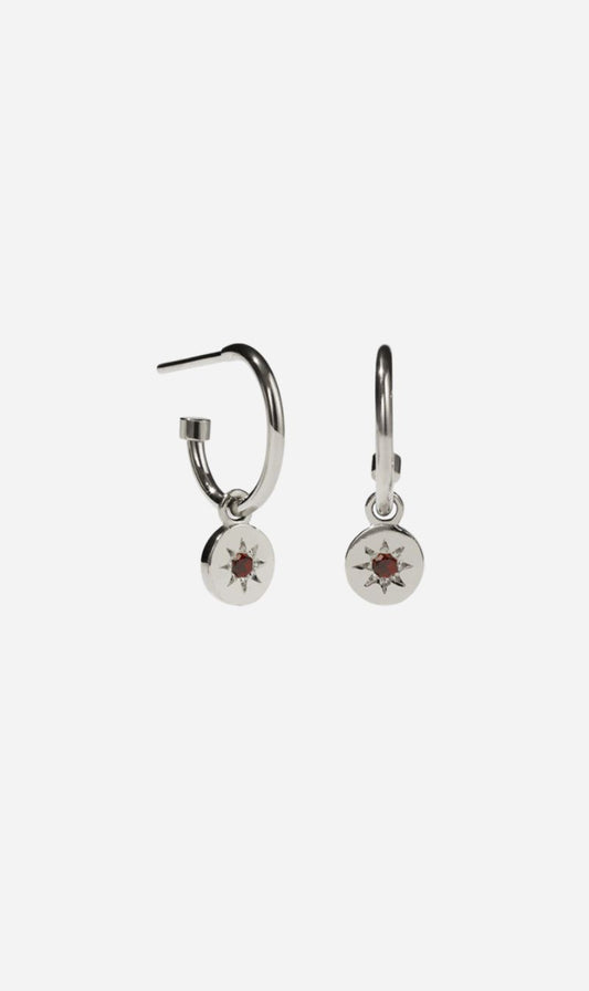 Meadowlark | Lulu Signature Hoops - Sterling Silver/African Garnet