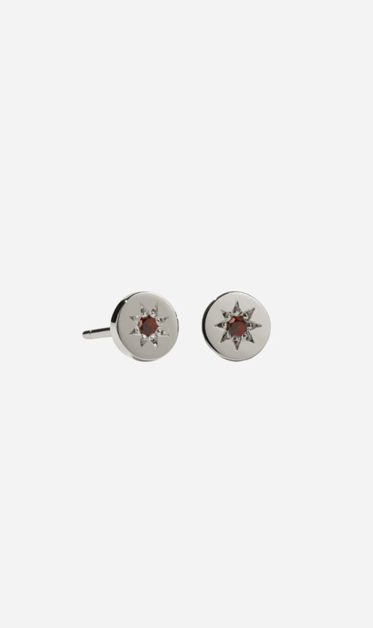 Meadowlark | Lulu Stud Earrings - Silver/African Garnett