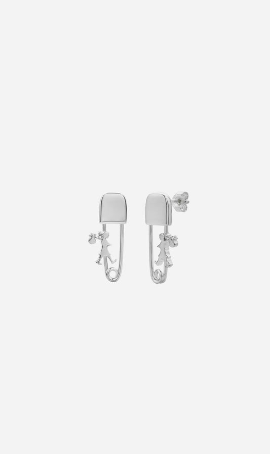 Karen Walker | Mini Runaway Safety Pin Studs - Silver