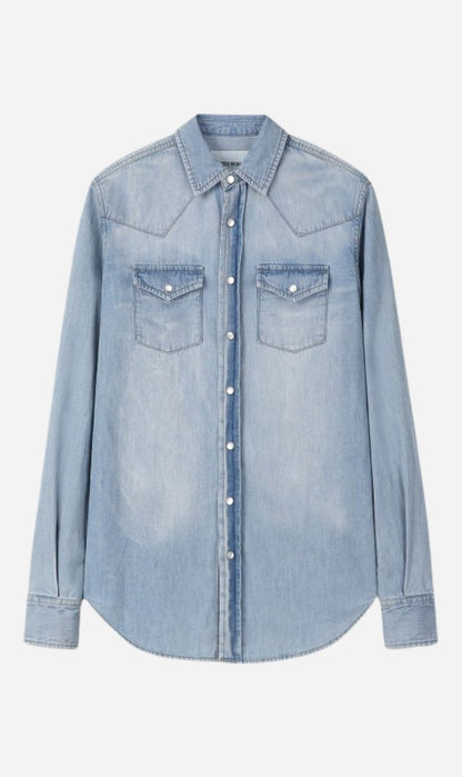 Tonywack | Washed Denim Western Shirt - Washed Light Blue