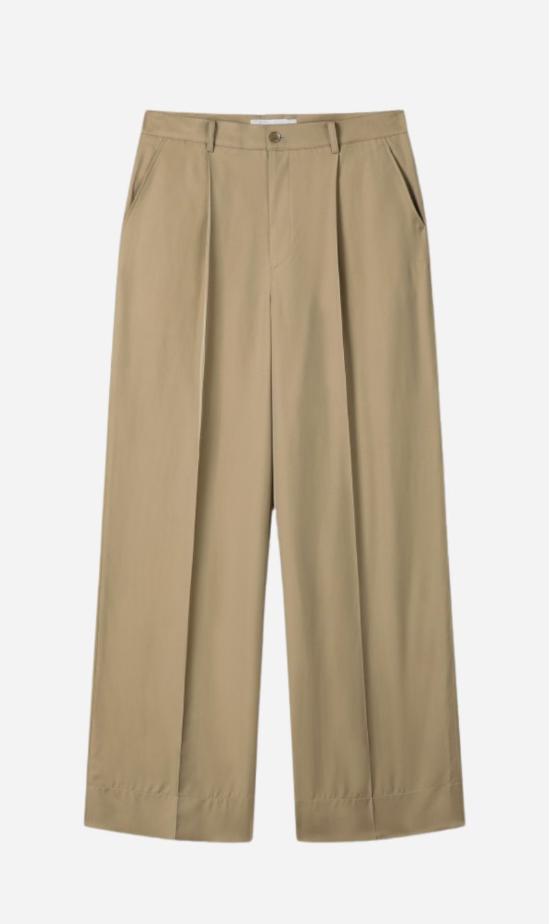 Tonywack | Silk Viscose One Tuck Trousers - Beige