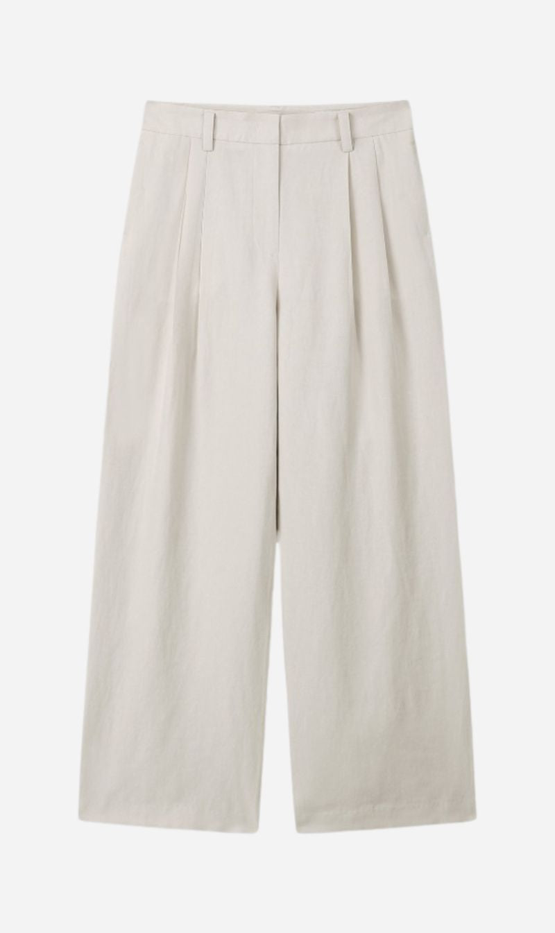 Tonywack | Linen Two Pleats Wide Pants - Ivory
