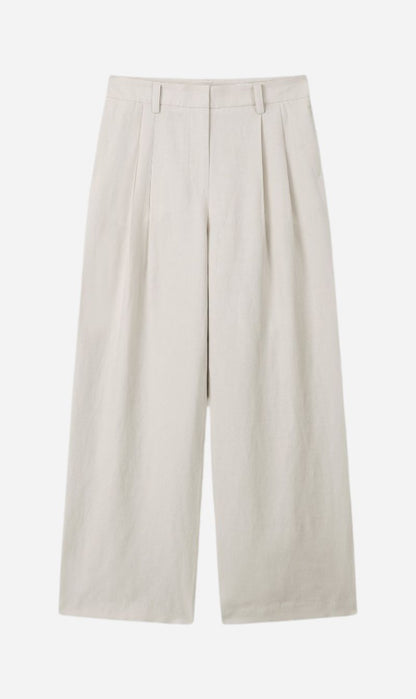 Tonywack | Linen Two Pleats Wide Pants - Ivory