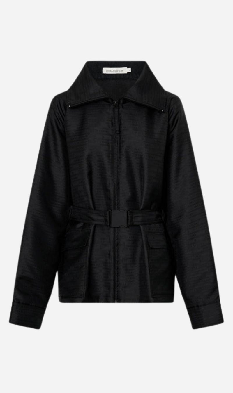 Camila and Marc | Escher Logo Jacquard Puffer Jacket - Black