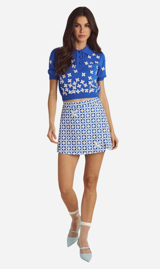 Malbon | Ella High Waisted Skirt - Blue Multi