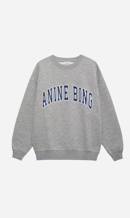 Anine Bing | Spencer Sweatshrit AB - Medium Heather Grey with Navy