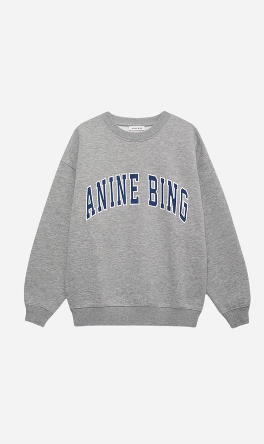 Anine Bing | Spencer Sweatshrit AB - Medium Heather Grey with Navy