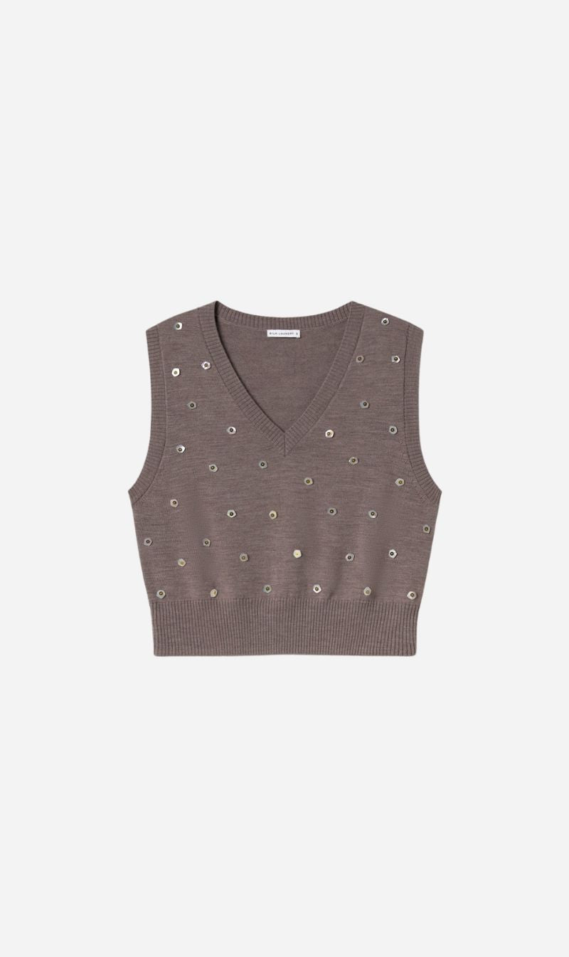 Silk Laundry | V Neck Sweater - Pearl
