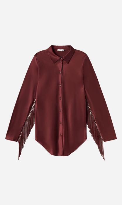 Silk Laundry | Fringe Bias Cut Shirt - Canyon