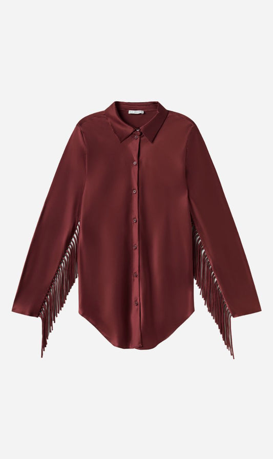 Silk Laundry | Fringe Bias Cut Shirt - Canyon