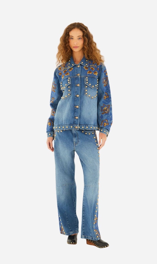Farm Rio | Studs Metal Denim Jacket - Denim