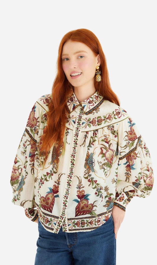 Farm Rio | Cream Blouse - Majestic Hearts