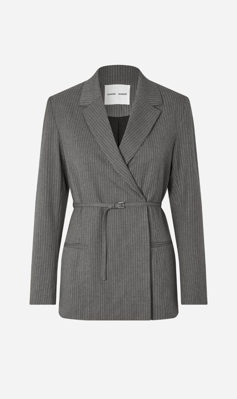 Samsoe Samsoe | Salot Blazer - Dark Gull Grey Pinstripe