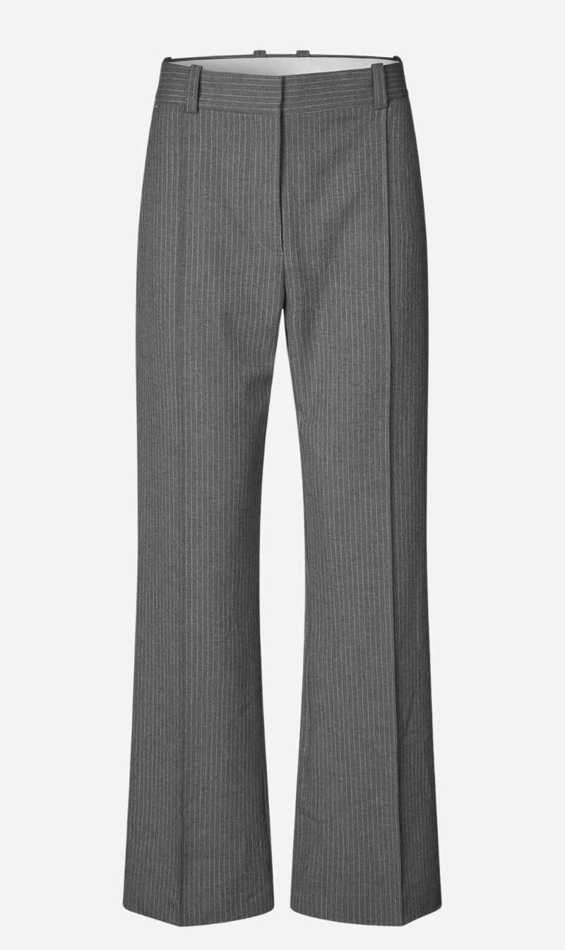Samsoe Samsoe | Salot Trousers - Dark Gull Grey Pinstripe