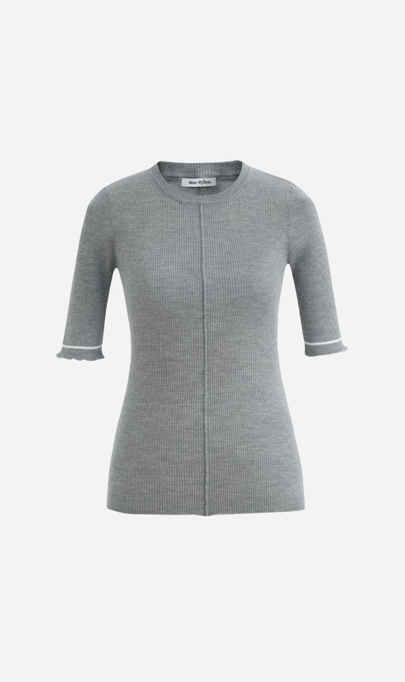 Dear Dylan | Merino Line Tee - Grey Marle