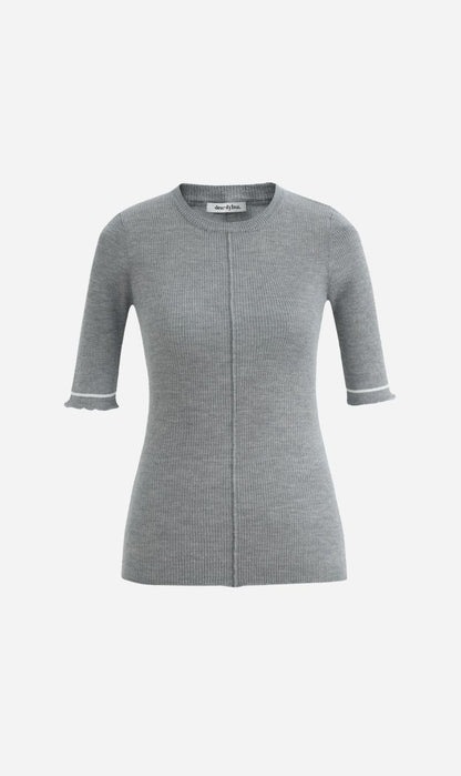 Dear Dylan | Merino Line Tee - Grey Marle