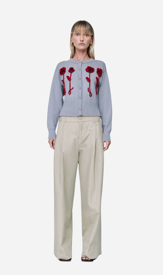 Wynn Hamlyn | Pansy Flower Cardigan - Grey