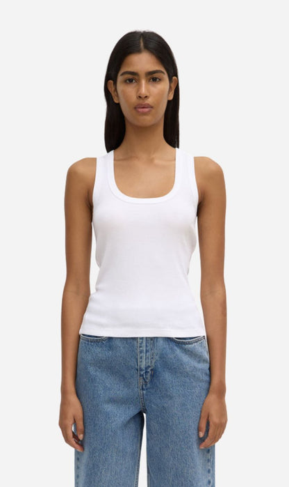 Assembly Label | Robyn Scoop Neck Rib Tank - White