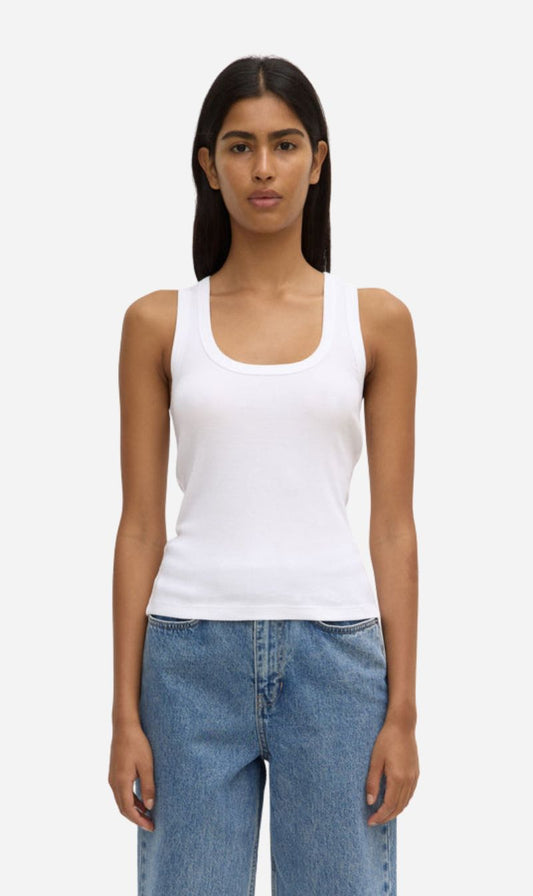 Assembly Label | Robyn Scoop Neck Rib Tank - White