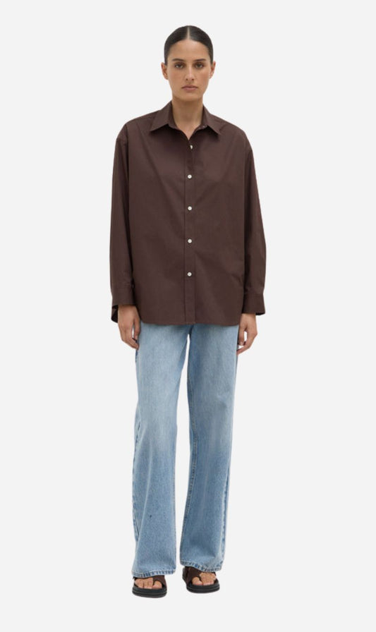 Assembly Label | Marigold Poplin Long Sleeve Shirt - Ganache