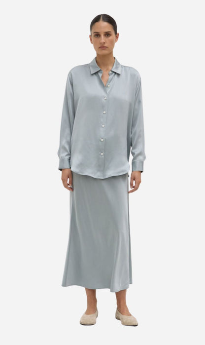 Assembly Label | Pippa Silk Long Sleeve Shirt - Cloud