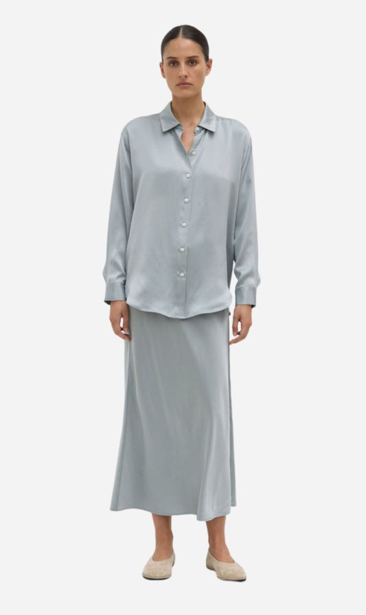Assembly Label | Pippa Silk Long Sleeve Shirt - Cloud
