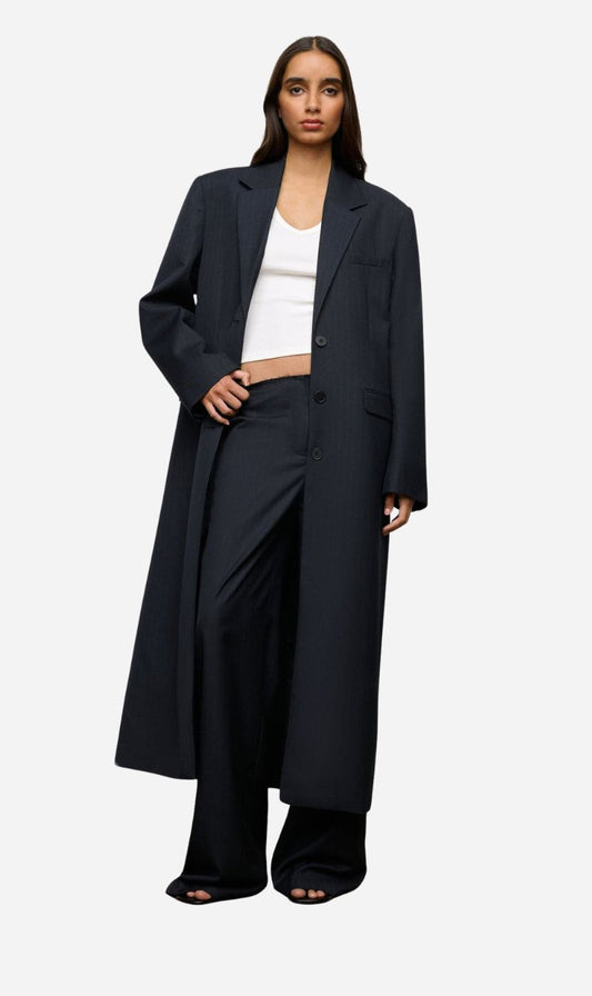 One Of Others | Margot Coat - Navy Pinstripe