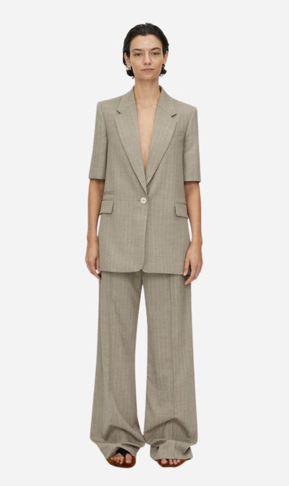 Camilla and Marc | Arnelle Short Sleeve Blazer - Natural Pinstripe