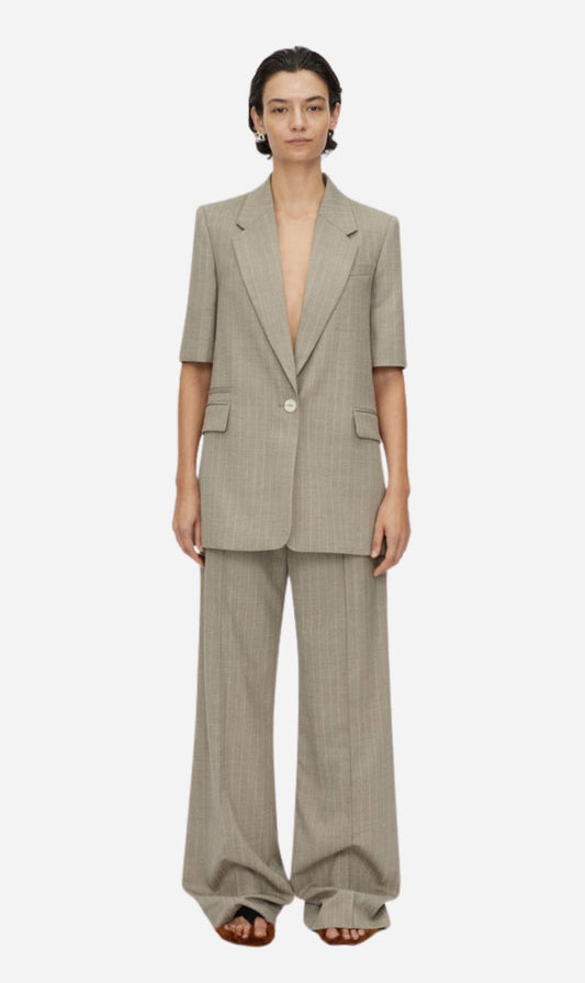 Camilla and Marc | Arnelle Short Sleeve Blazer - Natural Pinstripe
