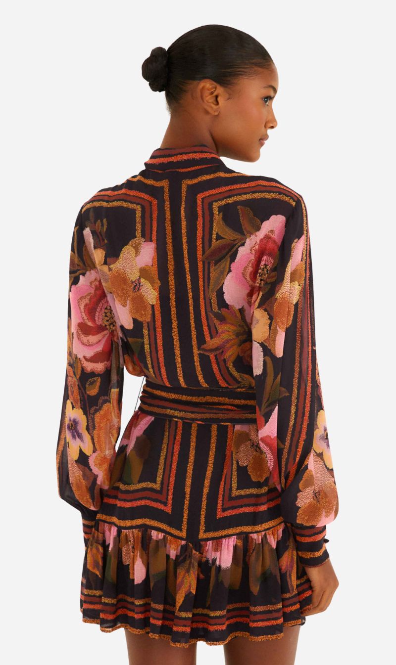 Farm Rio | Mini Dress - Chenille Flower Black