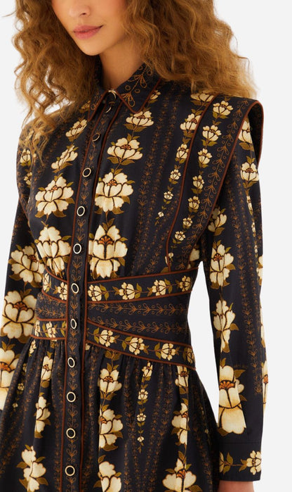 Farm Rio | Mini Dress Embroidered Flowers - Black