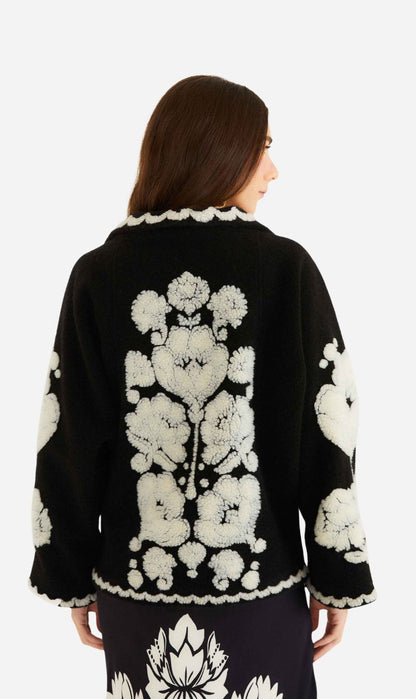 Farm Rio | Fleece Coat - Floral Arabesque Cream