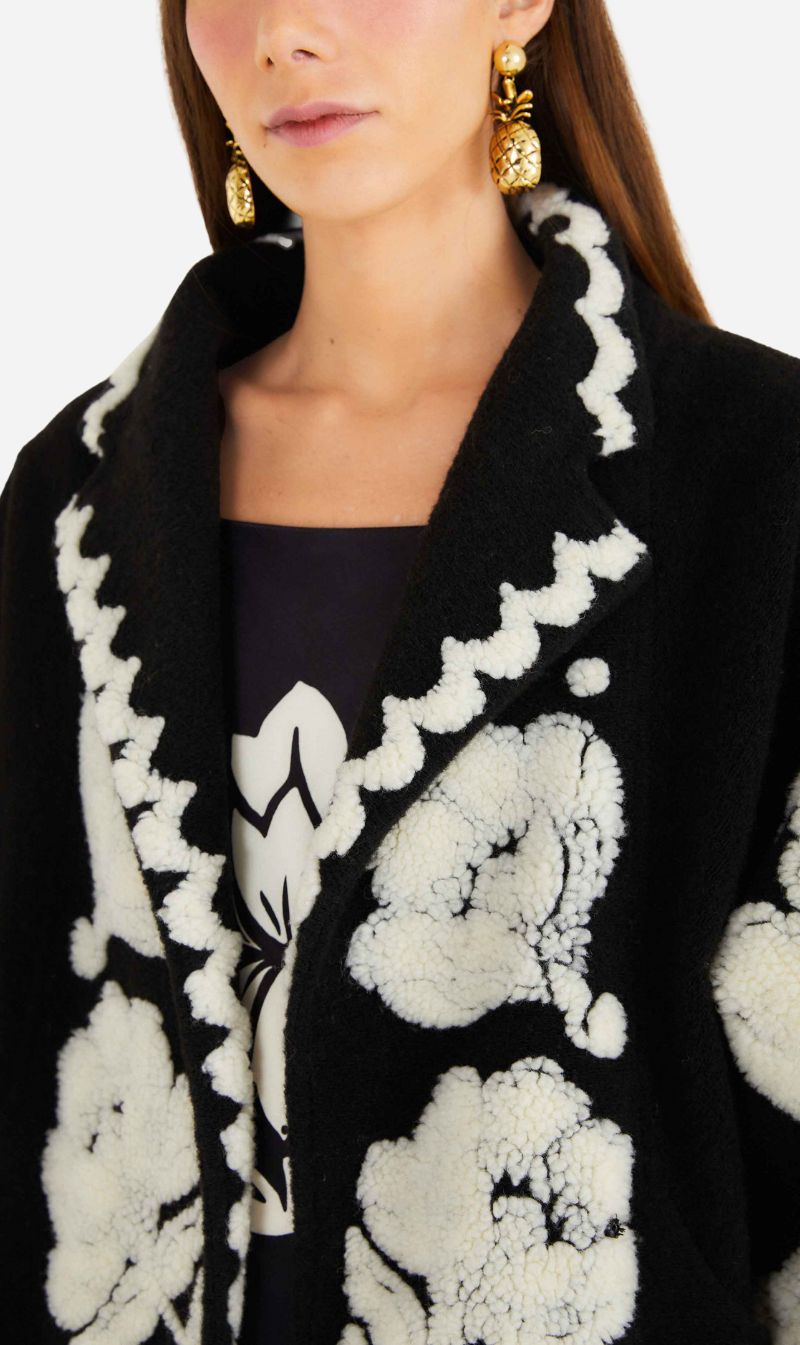 Farm Rio | Fleece Coat - Floral Arabesque Cream
