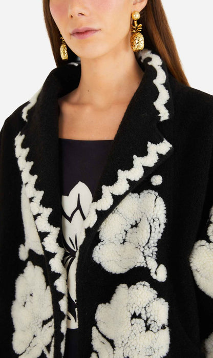 Farm Rio | Fleece Coat - Floral Arabesque Cream