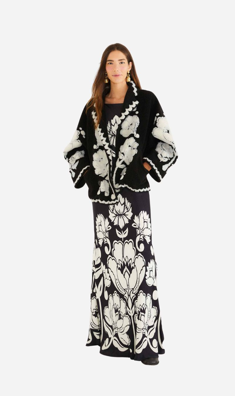 Farm Rio | Fleece Coat - Floral Arabesque Cream