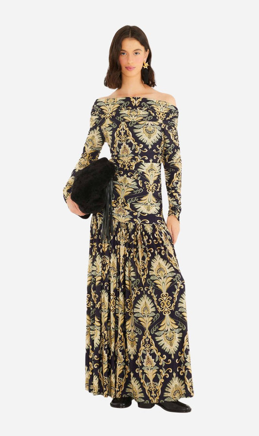 Farm Rio | Wonderful Arabesque Dress - Navy Blue