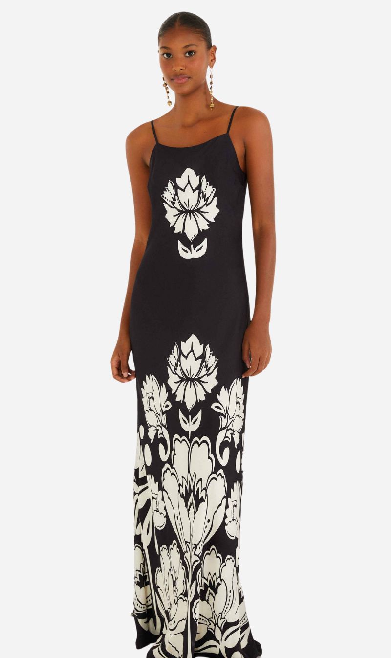 Farm Rio | Slip Maxi Dress - Floral Arabesque Slip Cream