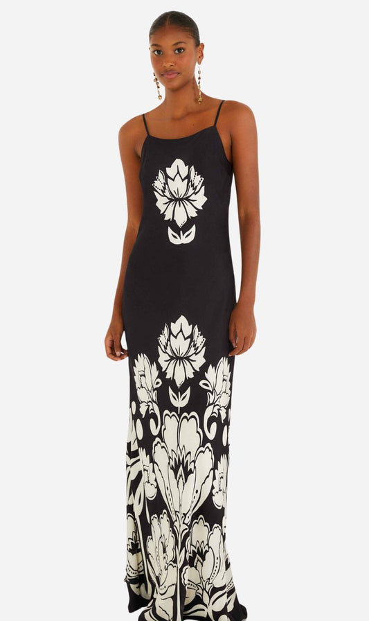 Farm Rio | Slip Maxi Dress - Floral Arabesque Slip Cream