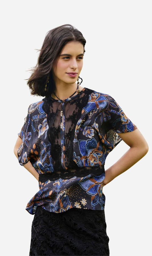 Farm Rio | Blouse - Snakes Bouquet Black