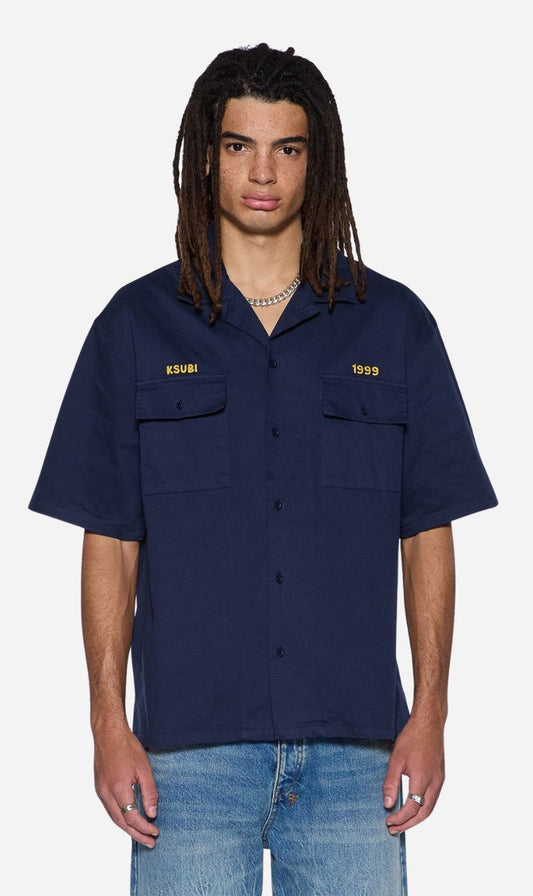 Ksubi | Mekanik Boiler Short Sleeve Shirt - Ink Blue