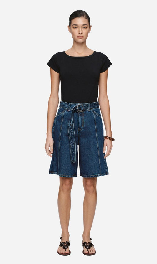 Marle | Belted Jean Short - Classic Blue