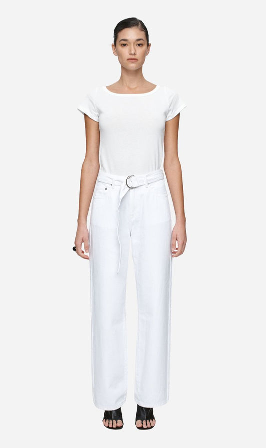 Marle | Belted Wide Leg Jean - Blanc
