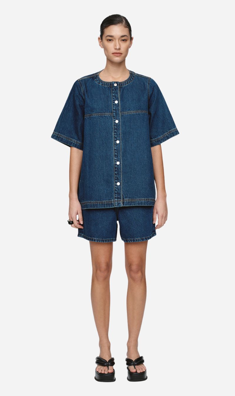 Marle | Short Sleeve Seam Shirt - Classic Blue