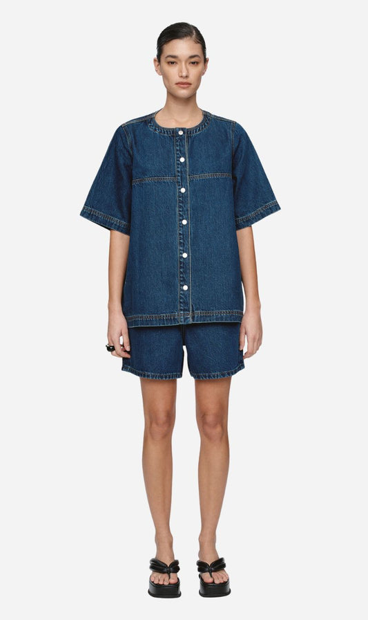 Marle | Short Sleeve Seam Shirt - Classic Blue