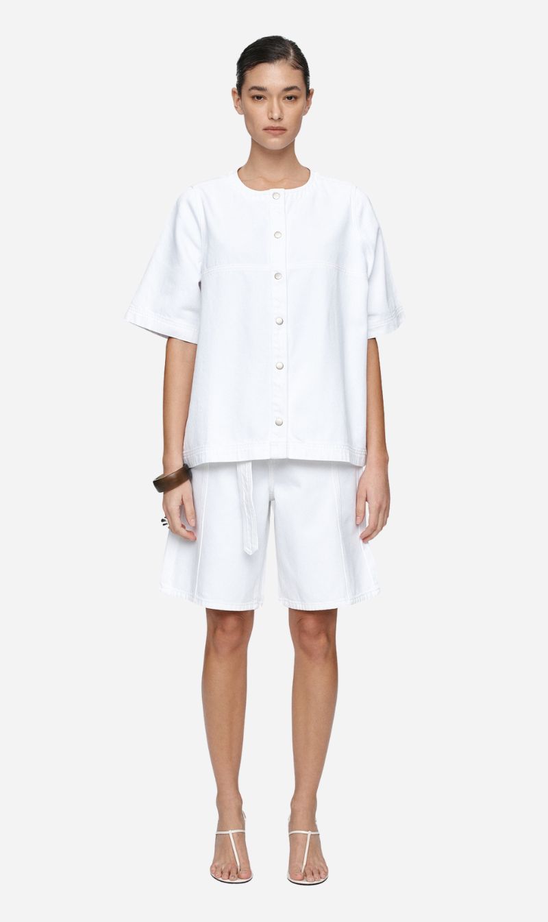 Marle | Short Sleeve Seam Shirt - Blanc