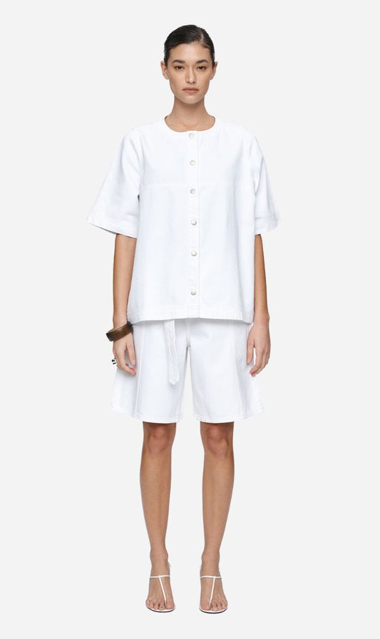 Marle | Short Sleeve Seam Shirt - Blanc