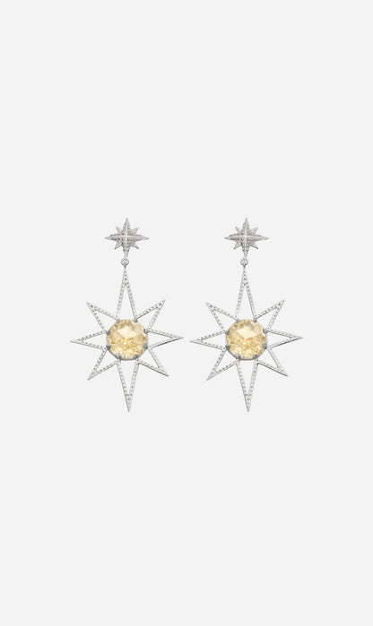 Zoe & Morgan | Sunburst Earrings - Silver/Lemon Quartz