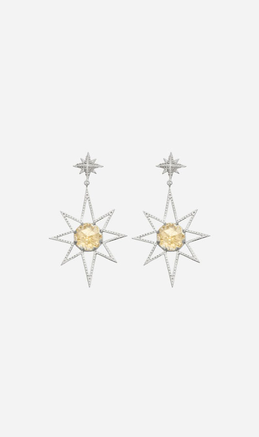 Zoe & Morgan | Sunburst Earrings - Silver/Lemon Quartz