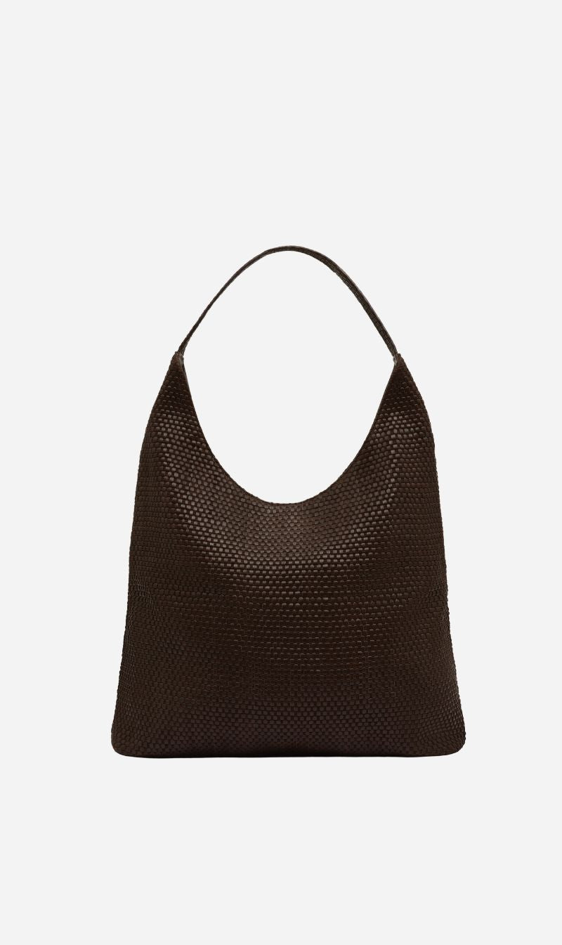 St Agni | Lattice Weave Large Tote - Coffee