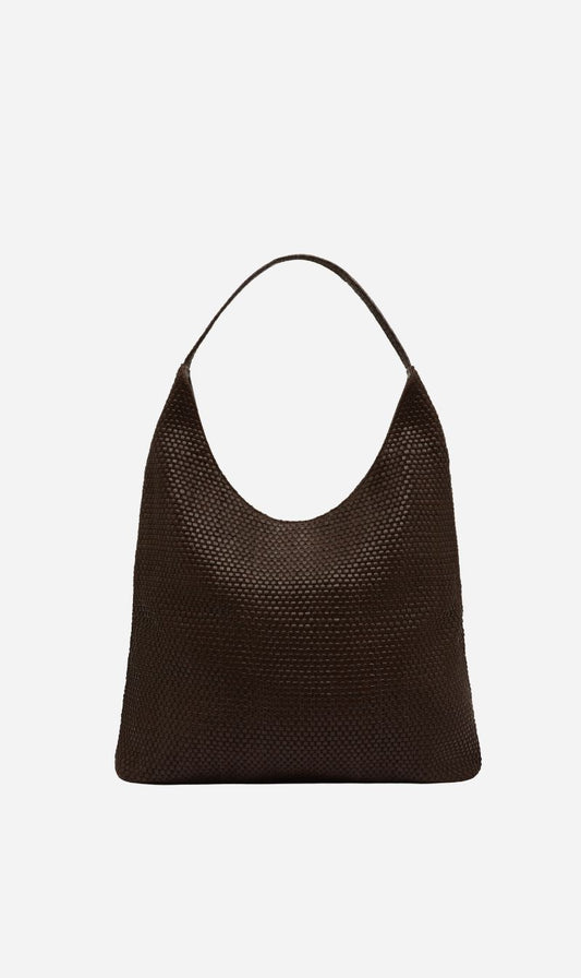 St Agni | Lattice Weave Large Tote - Coffee
